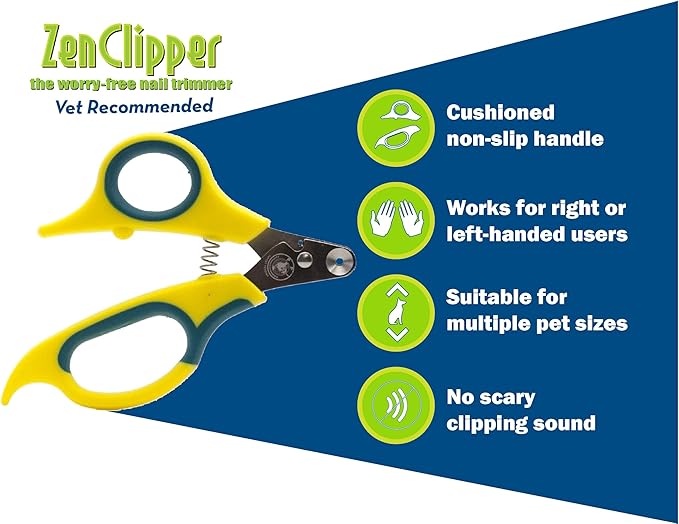 Zen Clipper Pet Nail Clipper for Cats – Cat Nail Trimmer for Safer Pet Grooming Care - Clean, Quiet, and Easy-to-Use Stainless Steel Claw Trimmer - (2.5mm Hole)-Mewly Pet