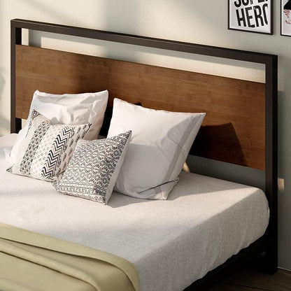 ZINUS Suzanne Bamboo and Metal Platform Bed Frame with Footboard, Wood Slat Support, No Box Spring Needed, Easy Assembly, Twin