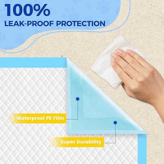 Dog Pee Pads Extra Large 28"x34" - 100 Pack Super Absorbent XLarge Puppy Pads 100 Count Leak-Proof Disposable XL Pet Potty Training Pads for Dogs, Puppies, Doggy-Mewly Pet