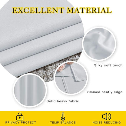 NICETOWN Greyish White Room Darkening Curtains - Window Treatment Thermal Insulated Grommet Room Darkening Curtains/Drapes for Bedroom (2 Panels, 66 by 54, Greyish White)
