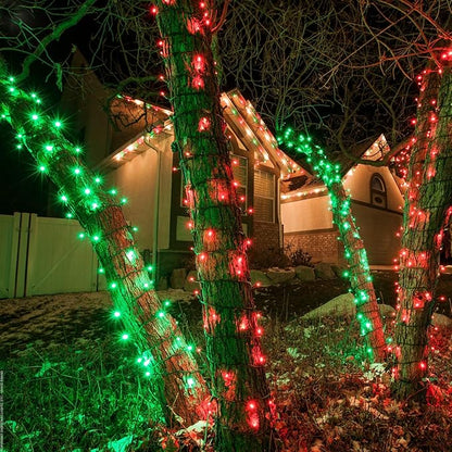 5mm LED Wide Angle Red Prelamped Light Set, Green Wire - 70 5mm Red LED Christmas Lights, 4" Spacing