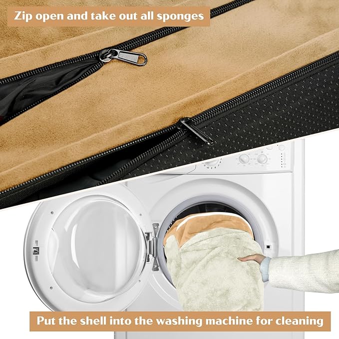 Comfort Expression Medium Dog Beds Waterproof Orthopedic Foam Dog Sofa Beds for Medium Large Dogs Comfy Pet Bed with Washable Removable Cover & Non-Slip Bottom(Medium,Khaki)-Mewly Pet