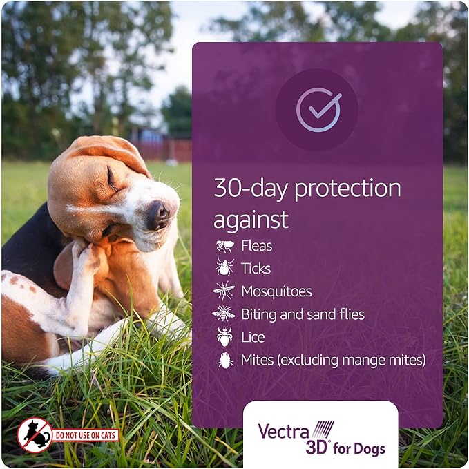 Vectra 3D for Dogs Flea, Tick & Mosquito Treatment & Prevention for Medium Dogs (21 – 55 lbs) , 6 month supply-Mewly Pet