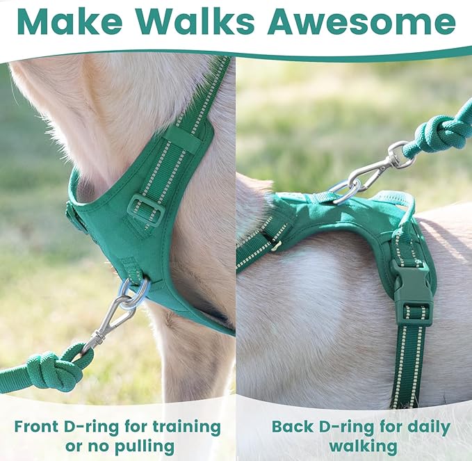 No Pull Dog Harness, Reflective Puppy Vest for Small Medium Large Sized Dog(MARRS Green,S)-Mewly Pet
