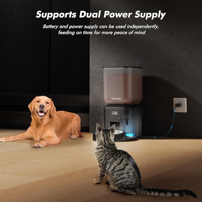 Automatic Dog Feeder - 8L/34 Cups Large Capacity Automatic Cat Food Dispenser with LCD Screen, Large Food Tray, Battery Operated, Timed Cat Feeder, Up to 50 Portions 6 Meals Per Day, Keeps Fresh-Mewly Pet