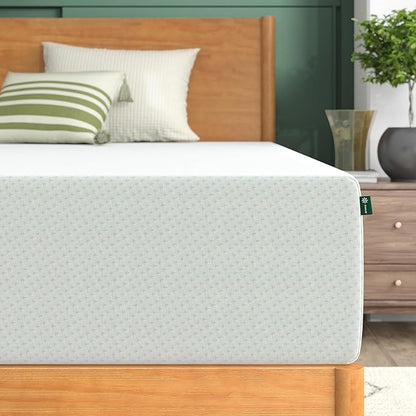ZINUS 12 Inch Green Tea Memory Foam Mattress, Queen, Fiberglass Free, Patented Custom Contour Support, Sturdy Base Foam, CertiPUR-US Certified, Mattress in A Box, White