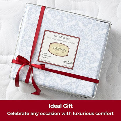 Mellanni Full Sheets Set - 4 PC Iconic Collection Bedding - Hotel Luxury, Extra Soft, Cooling Bed Sheets - Wrinkle, Fade, Stain Resistant (Full, Laced Sky Blue)