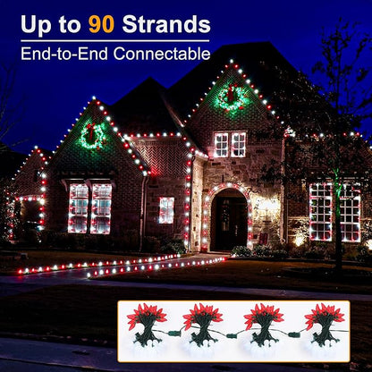 Brizled Red & White String Lights, 25 LED C9 Christmas Lights, Connectable Xmas Tree Light, Waterproof Strawberry String Light for Indoor Outside Tree Roof Garden Patio Pathway