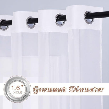 NICETOWN White Sheer Curtains Extra Long 135 inch Length for Large Windows, Grommet Soft and Touching Living Room Window Treatments Sweep to Floor for Villa, 108" Wide Total 2 Pieces