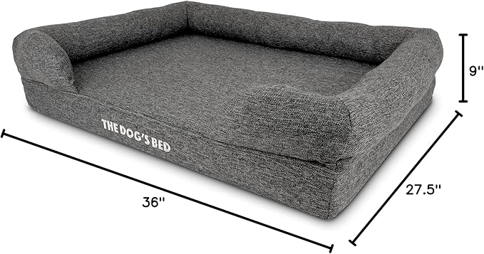 The Dog’s Bed, Large Grey Linen 36x27, Memory Foam, Pain Relief: Arthritis, Hip & Elbow Dysplasia, Post Surgery, Lameness, Supportive, Calming, Waterproof Washable Cover, Veterinary Approved-Mewly Pet
