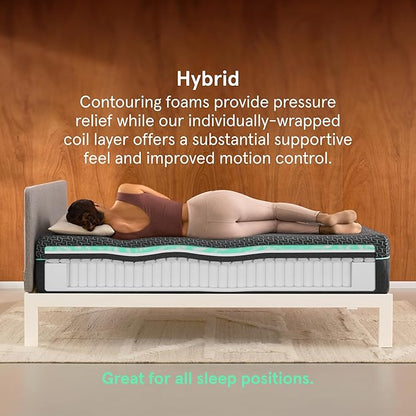 Tuft & Needle Kin Medium Plush 10" King Hybrid Mattress, Cooling, Pressure Relief, and Individually-Wrapped Coils, 100 Night Trial, Fiberglass-Free, CertiPUR-US, 10-Year Limited Warranty