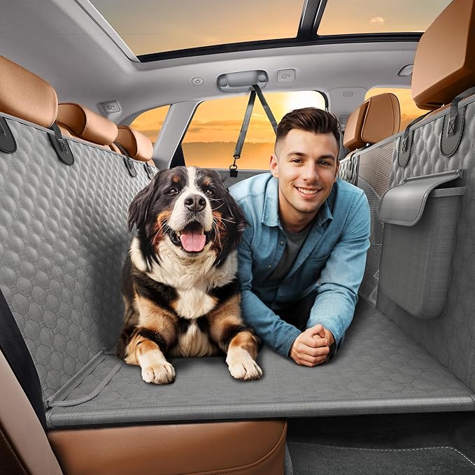 Back Seat Extender for Dogs, Heavy Duty Dog Car Seat Cover for Back Seat and Aggressive Chewer, Large Hard Bottom Car Seat Cover for Dogs, Dog Hammock for Car, Travel Pet Car Bed for Car, SUV, Truck-Mewly Pet