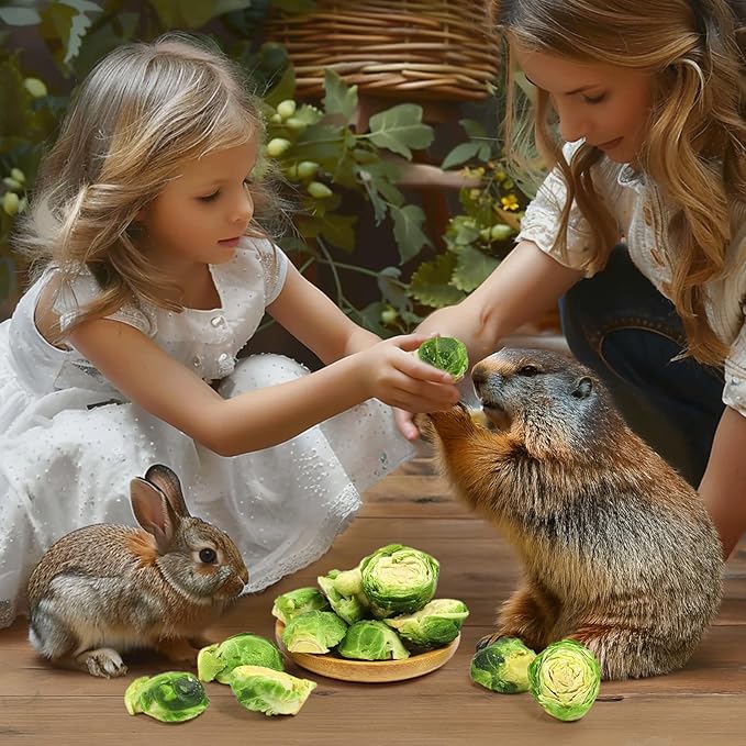 Abizoo Freeze Dried Brussels Sprouts Rabbit and Hamster Chew Treats Resealable Jar for Hamsters Bunny Guinea Pigs Groundhogs Natural Fiber Vitamin Snacks-Mewly Pet