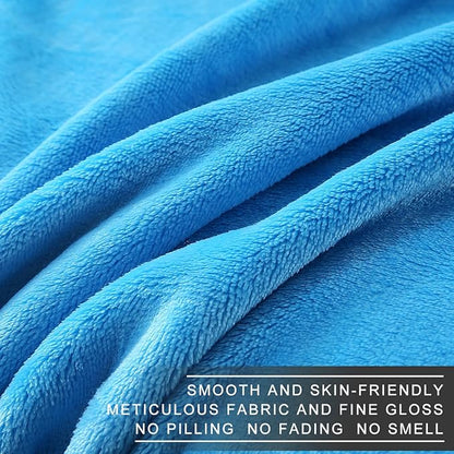 Polar Fleece Throw Blankets Travel Size Light Blue for The Bed Extra Soft Brush Fabric Super Warm Sofa Throw Blanket 50" x 61"(Lake Blue Travel)