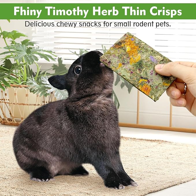 Fhiny 24 PCS Rabbit Timothy Hay Chips Toys, Natural Bunny Molar Treats with Herbal Flowers Rabbit Chew Toys for Teeth Small Animal Snacks for Rats Chinchillas Guinea Pigs Hamsters-Mewly Pet