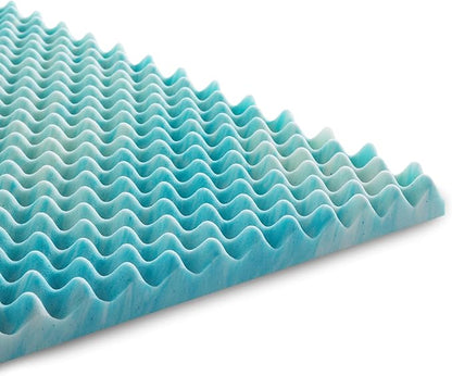 Linenspa 3 Inch Convoluted Gel Swirl Memory Foam Mattress Topper - Promotes Airflow - Relieves Pressure Points - Full