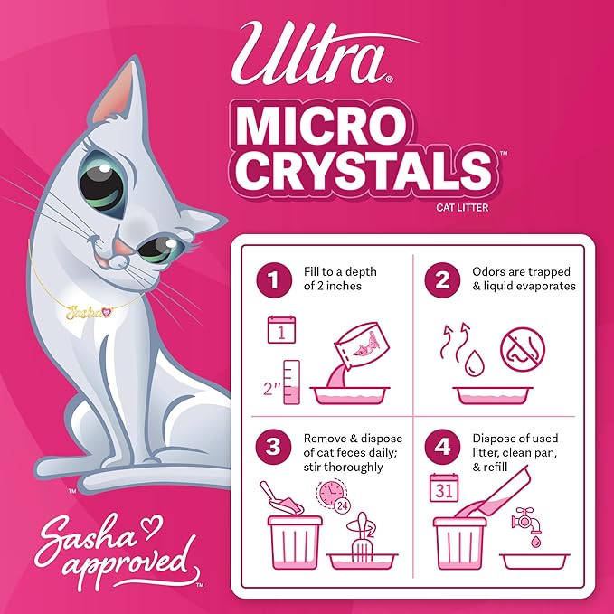 Ultra Micro Crystals Cat Litter - 99.9% Dust Free, Soft on Paws, Fragrance Free - 5 Lbs.-Mewly Pet
