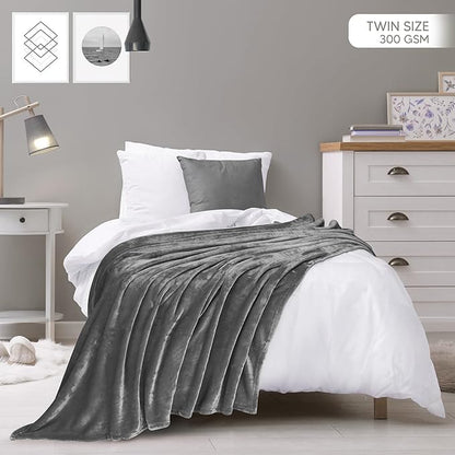 Utopia Bedding Fleece Blanket Twin Size Grey 300GSM Luxury Anti-Static Fuzzy Soft Microfiber Bed Blanket (60x80 Inch)