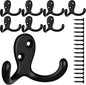 IBosins 8 Pack Heavy Duty Double Prong Coat Hooks Wall Mounted with 16 Screws Retro Double Hooks Utility Hooks for Coat, Scarf, Bag, Towel, Key, Cap, Cup, Hat