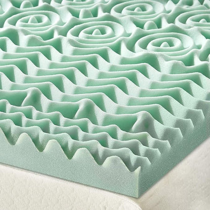 Mellow 1.5 Inch 5-Zone Memory Foam Mattress Topper, Calming Aloe Infusion, Dorm Essentials, Full