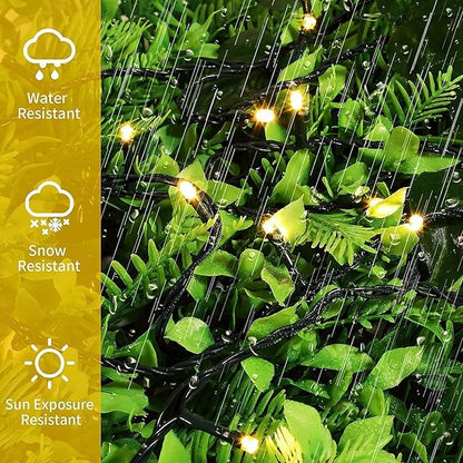 QUWIN Waterproof LED Outdoor Christmas String Lights, 115Ft 300 LED UL Certified 8 Modes with End-to-End Plug, Indoor & Outside Fairy Light for Christmas Tree, Patio, Wedding, Party (Warm White)