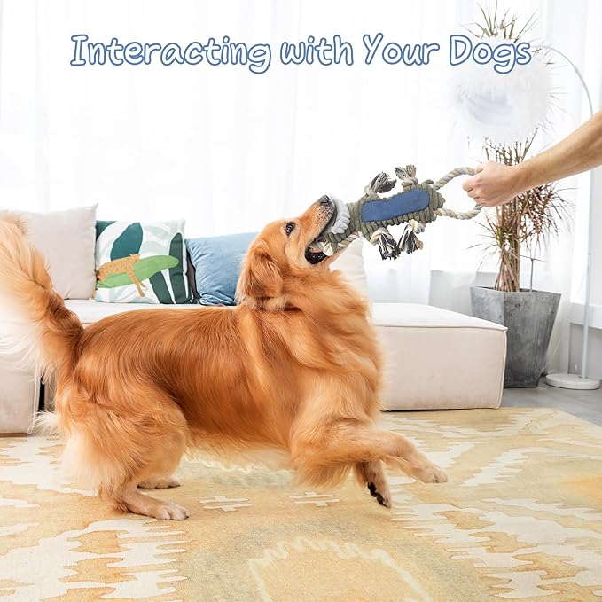 Funny Plush Dog Chew Toys, Squeaky Dog Toys, Interactive Tug of War Puppy Toys, Stuffed Dog Toys for Small, Medium and Large Dogs - Monkey-Mewly Pet