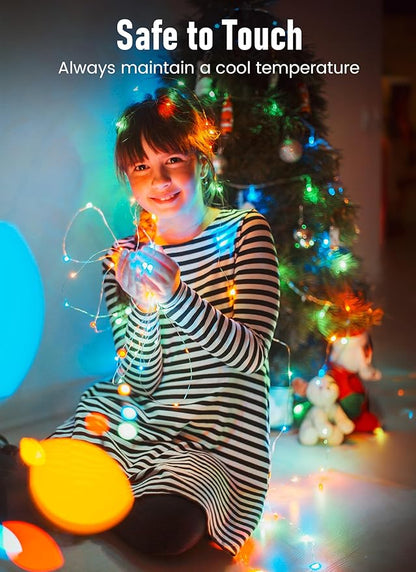 Minetom Fairy Lights Battery Operated, 4Pcak 33Feet 100 LEDs Mini Battery Powered String Lights, Waterproof Twinkle Lights Mason Jar Lights for Indoor Home Wedding Christmas Decoration, Multicolor