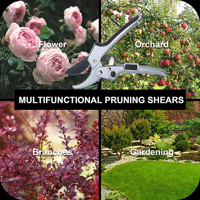 Garden clippers, premium Germany pruners, Work 3 times easier, professional ratchet pruning shears, cutting rose, flower, hedge, stem, tree, Sharp gardening scissors, Arthritis weak hand snips-Mewly Pet