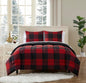 7 Piece Comforter Set Bag Solid Color All Season Soft Down Alternative Blanket & Luxurious Microfiber Bed Sheets, Full, Buffalo Plaid Burgundy/Black