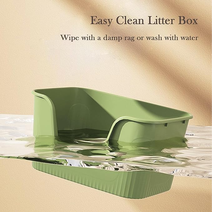 Vealind Extra Large Litter Box with High Sides, XL Litter Boxes for Big Cats, High Sided Litter Pan, Leak-Proof & Anti-Splashing, Easy Clean & Durable (25” * 17” * 13” Green)-Mewly Pet
