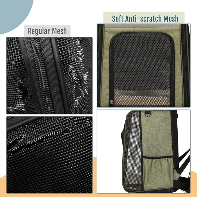 Petsfit Cat Backpack Carrier with Soft Plush Mat, Cross Ventilation Design, Dog Backpack Easy Fit for Travel Camping Hiking, Hold Pets Up to 22 lbs-Mewly Pet