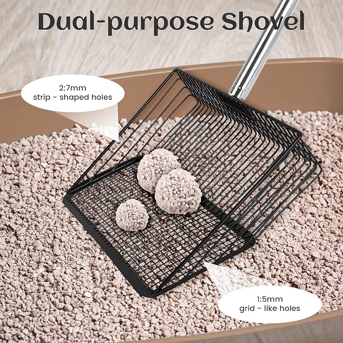 Chicken Poop Scooper for Sand 10 Inch, Chicken Coop Scoop Large Metal with Adjustable Handle, Multifunctional Coop Scoop Rake Set Sifting Shovel, Heavy Duty Pooper Shovel Tool Accessories-Mewly Pet