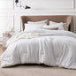 Bedsure Oversized King Comforter Set - Grayish White Soft Bedding for All Seasons, Cationic Dyed Bed Set, 3 Pieces, 1 Oversized King Size Comforter (120"x98") and 2 Pillow Shams (20"x36"+2")