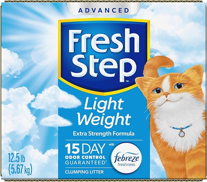 Fresh Step Light Weight Advanced Extreme Cat Litter with Febreze Freshness, Extra Strength Formula Clumping Litter, 25 lbs. (2 x 12.5 lb. Box)-Mewly Pet