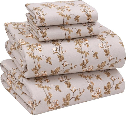 RUVANTI Flannel Sheets Queen Size - 100% Cotton Double Brushed Bed Sheets, Deep Pockets 16 Inches Queen Sheet Set, All Seasons Breathable & Extra Soft - Warm & Cozy, 4 Piece, Dazzale