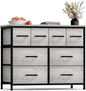 Sorbus Dresser with 8 Faux Wood Drawers - Chest Organizer Unit with Steel Frame Wood Top & Handle Easy Pull Fabric Bins for Clothes - Large Storage Furniture for Bedroom Hallway, Living Room & Closet