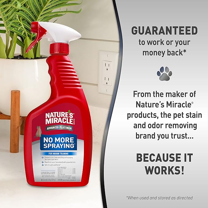 Nature's Miracle Advanced Platinum No More Spraying, 24 Ounces, Helps Discourage Repetitive Cat Spraying-Mewly Pet