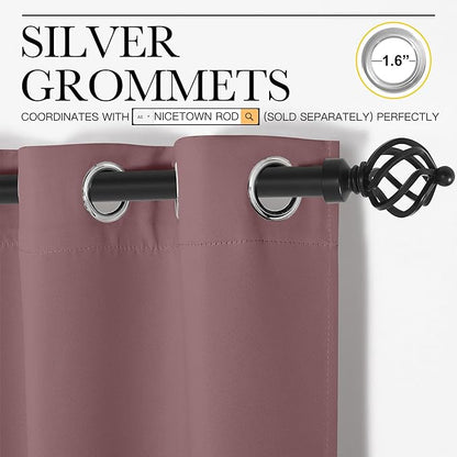 NICETOWN Room Darkening Curtains Drapes for Daughter's Bedroom, Window Treatment Thermal Insulated Grommet for Living Room (Dusty Bean Paste, 2 Panels, 42 by 63)