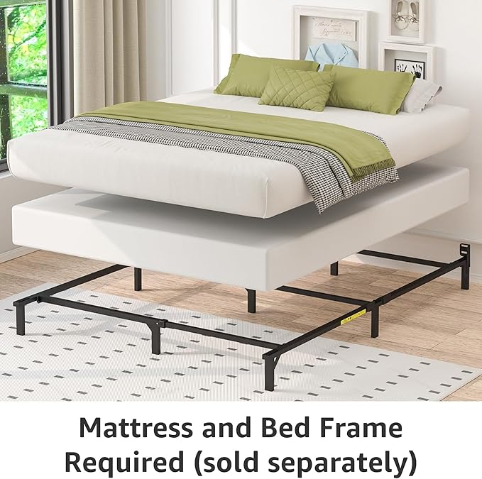 Amazon Basics Smart Box Spring Bed Base, 9-Inch Height Mattress Foundation, Tool-Free Easy Assembly, Queen, 79"L x 59.5"W x 9"H, White