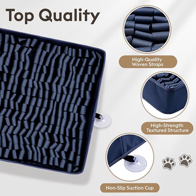 Snuffle Mat for Dogs, Dog Puzzle Mat, Interactive Dog Toys for Enrichment,Sniff Mats with Non-Slip Backing,Suitable for Breeds and Sizes of Dogs (Navy, 17" X 15")-Mewly Pet