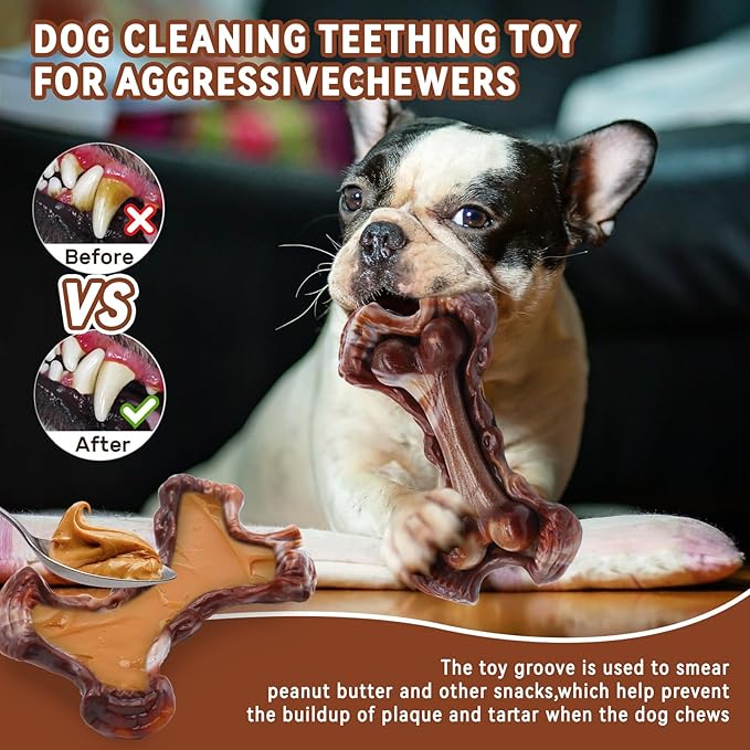 Magicorange Tough Dog Toys, Chew Toys for Aggressive Chewers, Dog Bone Toy Nylon Almost Indestructible Dogs Toy for Teeth Cleaning and Training (Brown)-Mewly Pet