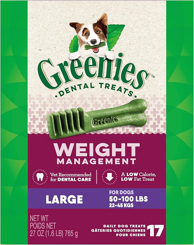 Greenies Weight Management Large Dog Dental Chews Weight Control Dog Treats, 27 oz. Pack (17 Treats)-Mewly Pet