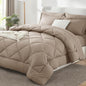 CozyLux Full Size Comforter Sets Khaki - 7 Pieces Bed in a Bag Full, Luxury Soft Bed Set for All Seasons, Bedding Set with Down Alternative Comforter, Sheets, Pillowcases & Shams