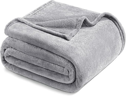 Exclusivo Mezcla Fleece Blanket Queen Size for Bed, Super Soft and Warm, All Season Use, Cozy, Plush, Lightweight, 90x90 Inches, Light Grey