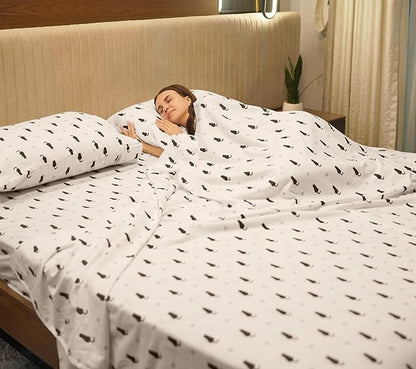 RUVANTI Flannel Sheets Full Size - 100% Cotton Double Brushed Bed Sheets Set, Deep Pockets 16 Inches, All Seasons Breathable & Extra Soft Full Sheets, Warm & Cozy, 4 Piece, Black Cat