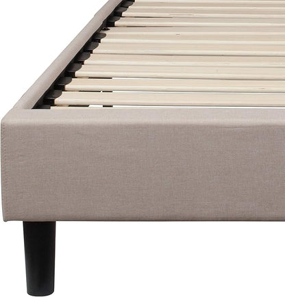 Flash Furniture Brighton Full Size Tufted Upholstered Platform Bed in Beige Fabric