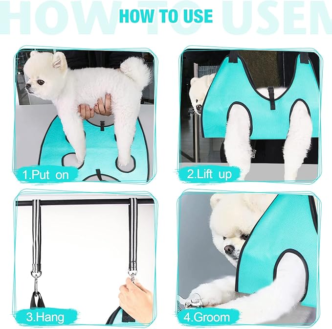 Dog Grooming Hammock - Upgrade Pet Grooming Harness for Nail Trimming (XXL 120lb), Dog Sling for Nail Clipping, Dog Hanging Holder Hanger for Cutting Nail with Nail Clippers, Green-Mewly Pet