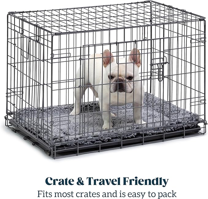 Stoutwool Indestructible Dog Bed - Fluffy Chew Proof Dog Crate Pad - Tough Kennel Pad for Aggressive Chewers - Washable, Ideal for Large Breeds & Fits 42-Inch Crate - 41"x27", Charcoal-Mewly Pet