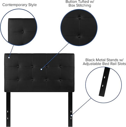 Flash Furniture Lennox Tufted Upholstered Twin Size Headboard in Black Vinyl