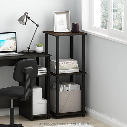 Furinno SIMPLISTIC Side Table Set of 2, 2-Tier End Table, Nightstand, Night Stand, Bedside Table, Easy Assembly, for Living Room, Bedroom, Columbia Walnut
